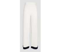 Two-tone merino wool wide-leg pants - White