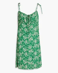 ba&sh Volver ruched floral-print crepe mini dress - Green Green