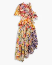 Zimmermann Tiered floral-print gauze dress - Yellow Yellow