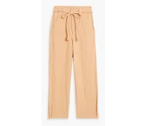 Marin cropped cotton-gauze straight-leg pants - Orange
