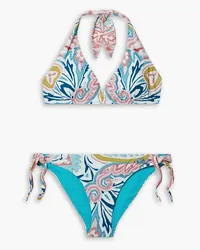 Etro Printed halterneck bikini - Blue Blue