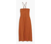 Breanna open-back linen-blend maxi dress - Brown