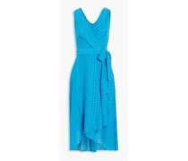Wrap-effect fil coupé chiffon midi dress - Blue