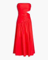 Zimmermann Strapless cutout linen midi dress - Red Red