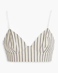 Adam Lippes Striped cotton-twill bra top - White White