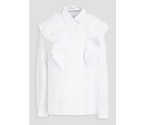 Cardon ruffled striped cotton-poplin shirt - White