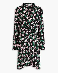 Diane von Furstenberg Comet wrap-effect printed crepe mini dress dress - Black Black