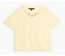 Embellished cotton-jersey T-shirt - Yellow