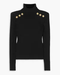 Balmain Button-detailed ribbed-knit turtleneck sweater - Black Black