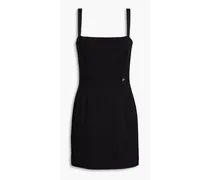 Appliquéd stretch-piquè mini dress - Black