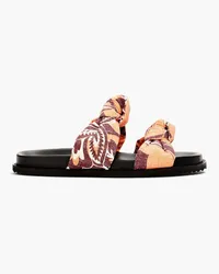 Claudie Pierlot Knotted floral-print woven slides - Orange Orange