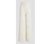 Alma crochet-knit cotton wide-leg pants - White