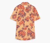 Essential floral-print silk crepe de chine shirt - Orange