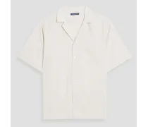Angelo cotton and wool-blend piqué shirt - White