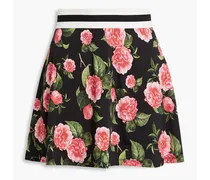 Alice Olivia - Skirt-effect floral-print stretch-jersey shorts - Black