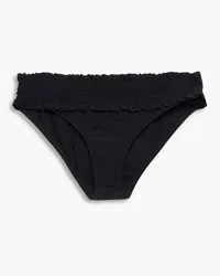 Tory Burch Shirred ruffled mid-rise bikini briefs - Black Black