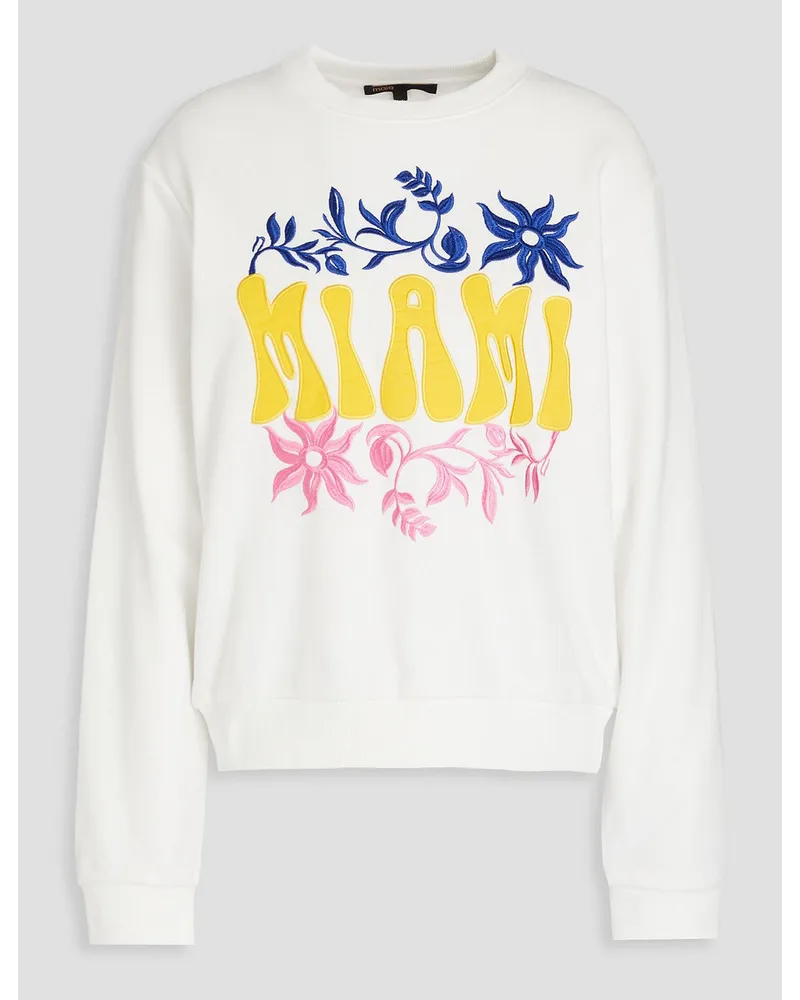 Maje Embroidered French terry sweatshirt - White White