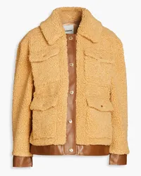 Sandro Leather-trimmed faux shearling jacket - Brown Brown