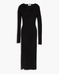 NAADAM Cutout twisted ribbed wool and cashmere-blend midi dress - Black Black