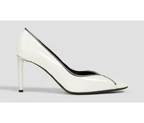 Zip-detailed patent-leather pumps - White