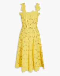 Oscar de la Renta Flared lace midi dress - Yellow Yellow