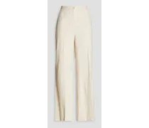Cotton and linen-blend twill straight-leg pants - White