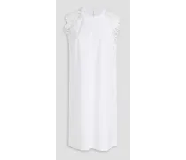 Guipure lace-trimmed cotton-blend poplin dress - White