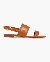 TOD'S Braided leather slingback sandals - Brown Brown