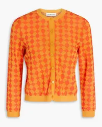 Tory Burch Jacquard-knit cotton-blend cardigan - Orange Orange