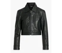 Denver cropped leather jacket - Black