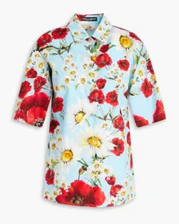 Dolce & Gabbana Floral-print cotton-poplin shirt - Blue Blue