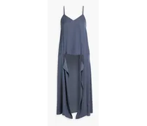 Inhale asymmetric draped satin-crepe camisole - Blue