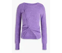 Pau asymmetric ribbed-knit cardigan - Purple