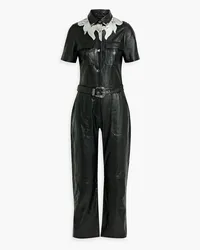 MUUBAA Belted leather jumpsuit - Black Black