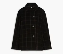 Checked wool-flannel coat - Black