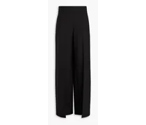 Wool-crepe wide-leg pants - Black