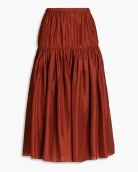 Joseph Safina gathered silk-habotai midi skirt - Brown Brown