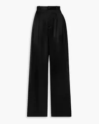 Nili Lotan Etienne pleated silk-satin wide-leg pants - Black Black