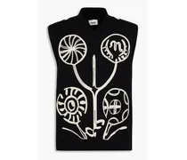Josias embroidered cotton vest - Black