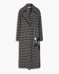 Valentino Garavani Sequin-embellished checked wool-blend felt coat - Black Black