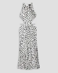 Brandon Maxwell Audrey cutout polka-dot silk-satin midi dress - White White