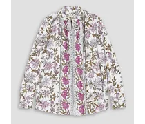Carina floral-print cotton-poplin wrap blouse - Purple