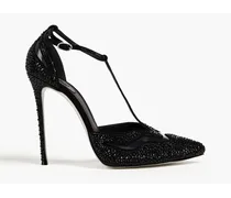 Tulay crystal-embellished suede and PVC sandals - Black