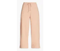Cropped French cotton-terry track pants - Pink