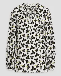 Diane von Furstenberg Freddie floral-print crepe blouse - Black Black