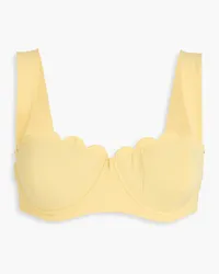 Marysia North scalloped seersucker underwired bikini top - Yellow Yellow