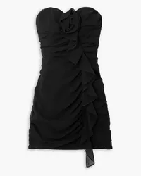 Alessandra Rich Strapless ruffled silk-georgette mini dress - Black Black