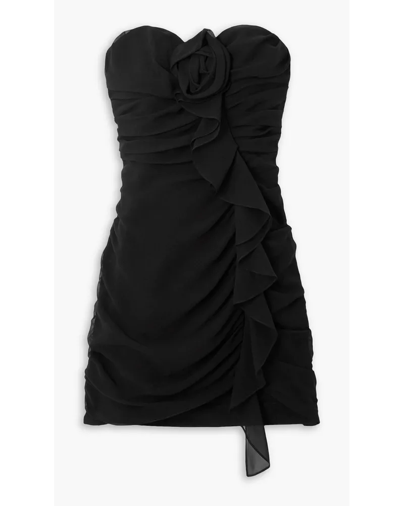 Alessandra Rich Strapless ruffled silk-georgette mini dress - Black Black