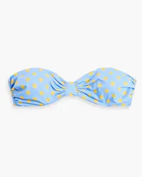 Caroline Constas Maria gathered polka-dot bandeau bikini top - Blue Blue