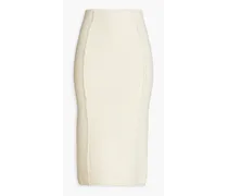Ribbed-knit midi pencil skirt - White
